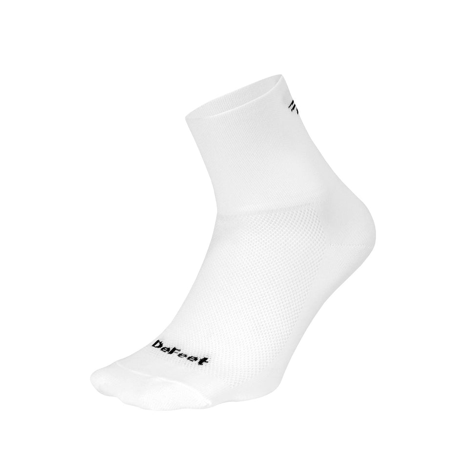 DeFeet Made in USA Cycling Running Performance Socks Aireator 3" D-Logo White Calculus Victoria BC Canada