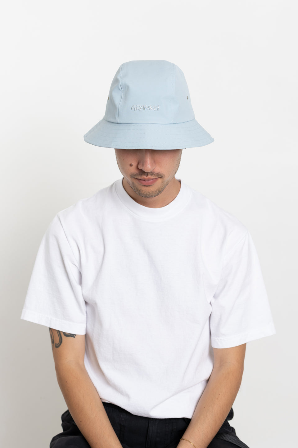 Gramicci Japan FW23 Men's Collection Waterproof 3L DWR Laminated Bucket Hat Sky Blue Calculus Victoria BC Canada