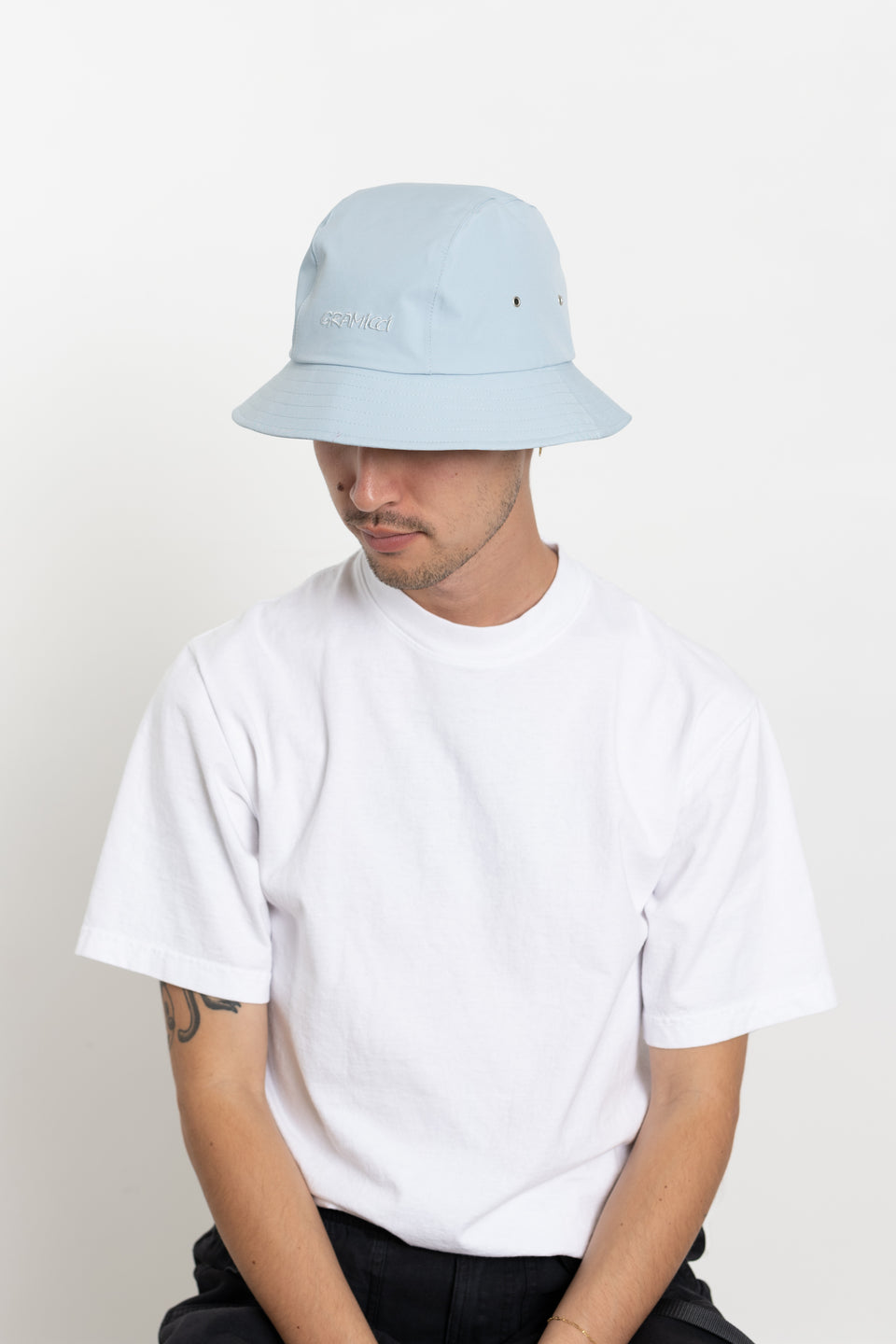 Gramicci Japan FW23 Men's Collection Waterproof 3L DWR Laminated Bucket Hat Sky Blue Calculus Victoria BC Canada