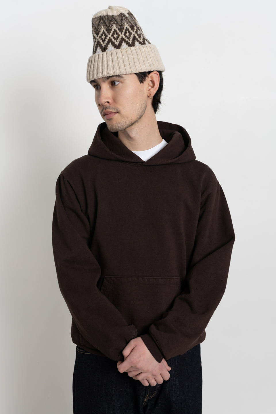 Calculus Made in USA Garment Dyed Heavy Fleece Hooded Sweatshirt Chocolate Brown Unisex Calculus Victoria BC Canada