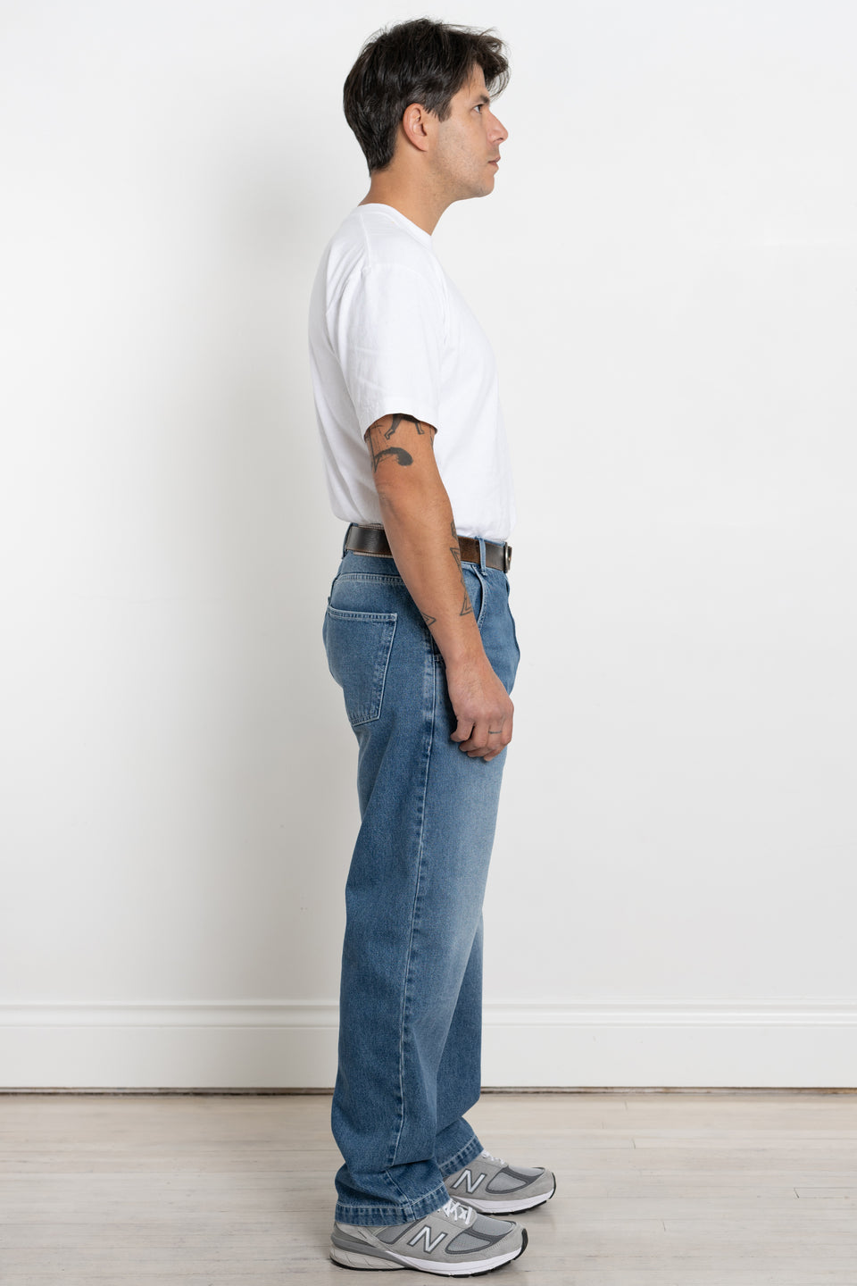 mfpen AW23 or FW23 Men's Collection Regular Jeans Washed Blue Organic Cotton Calculus Victoria BC Canada