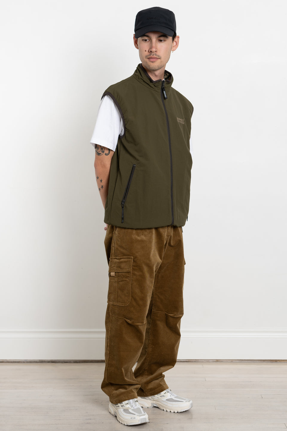 Gramicci Japan FW23 Men's Collection Reversible Fleece Vest Leaf Camo Calculus Victoria BC Canada