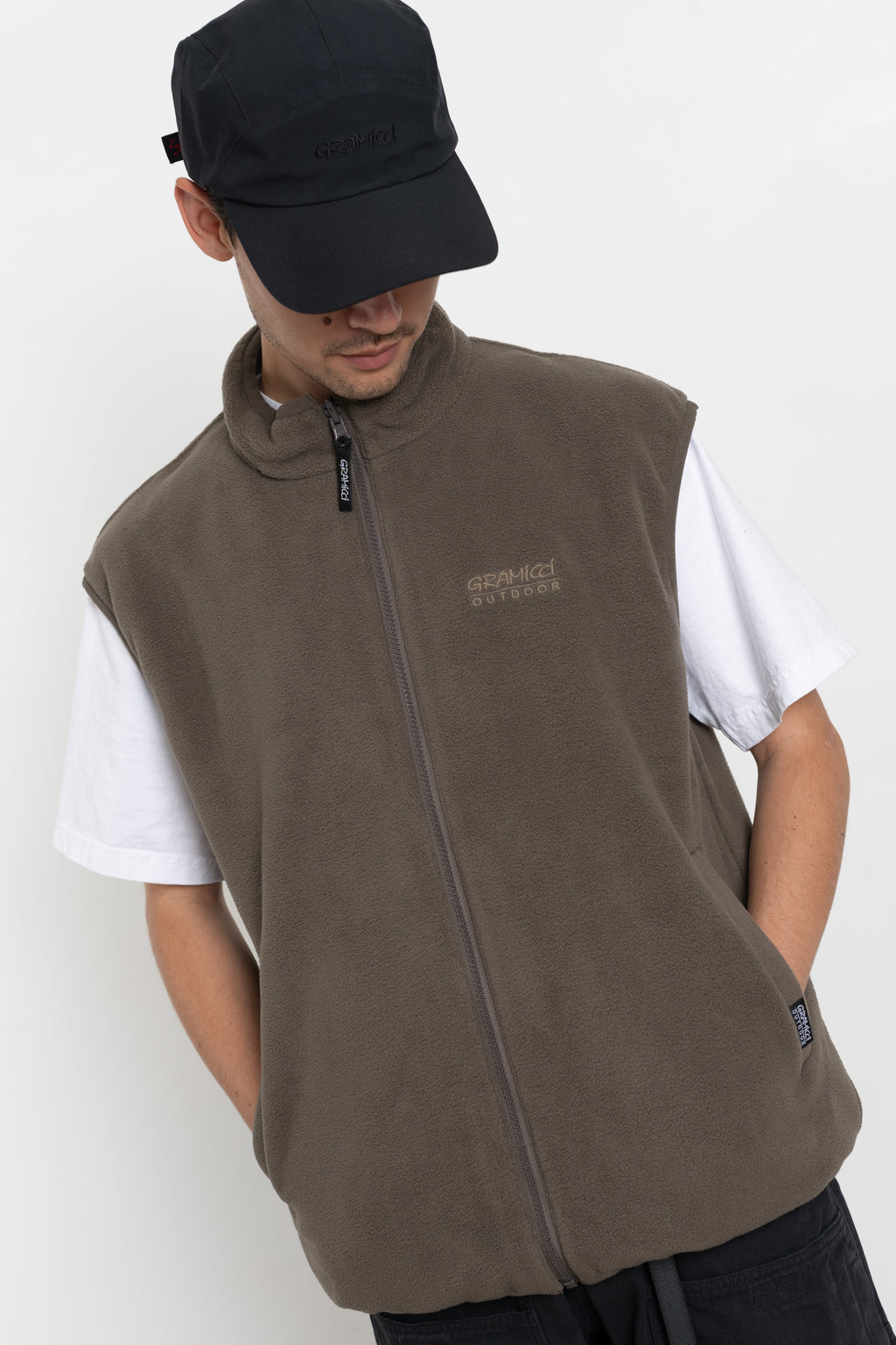 Reversible Fleece Vest Taupe