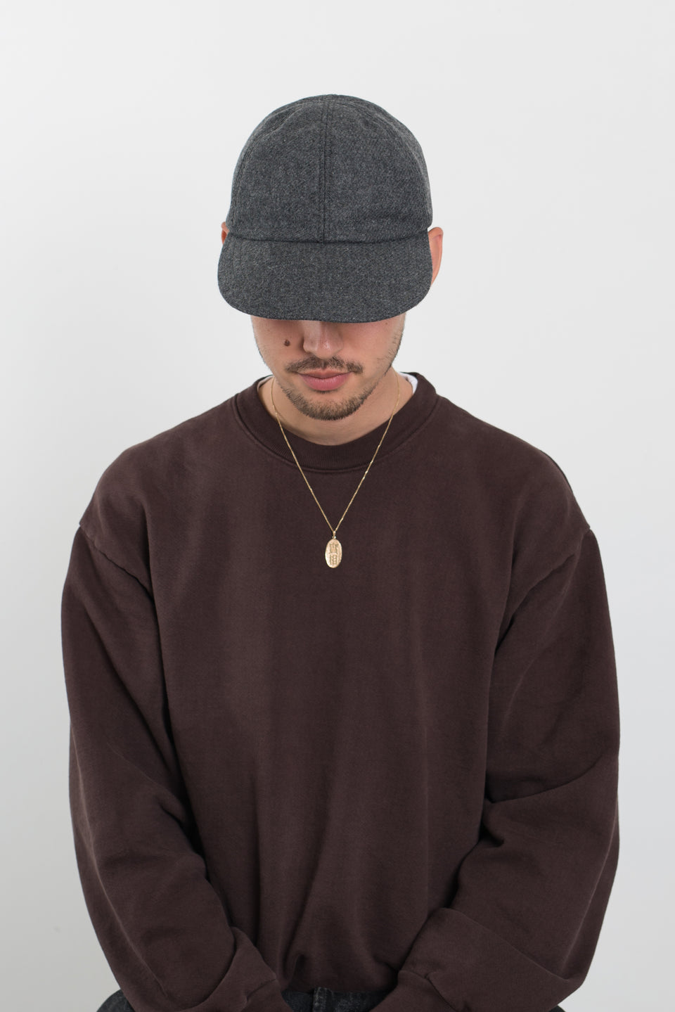 Found Feather Japan FW22 Classic 6 Panel Cap Mélange Wool Charcoal Calculus Victoria BC Canada