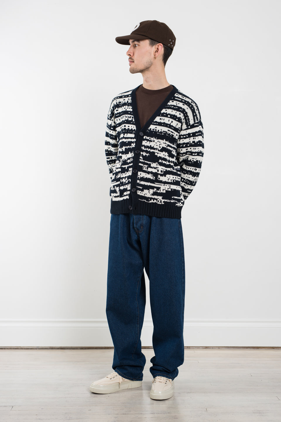 Pop Trading Company SS22 Gilles de Brock Knitted Cardigan Navy / Off-White Calculus Victoria BC Canada