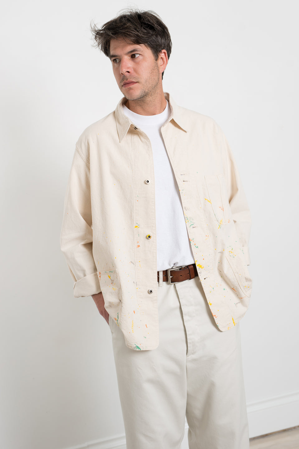 OrSlow 23SS SS23 01-6150-P66 1940's Coverall Jacket w/ Paint Ecru Calculus Victoria BC Canada