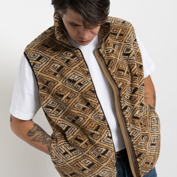 African Pattern Boa Fleece Vest / Calculus Victoria