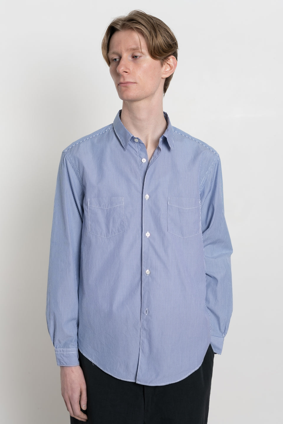 ENDS and MEANS spring summer 2024 SS24 24SS Men's Collection from Japan Aldous shirt blue stripe