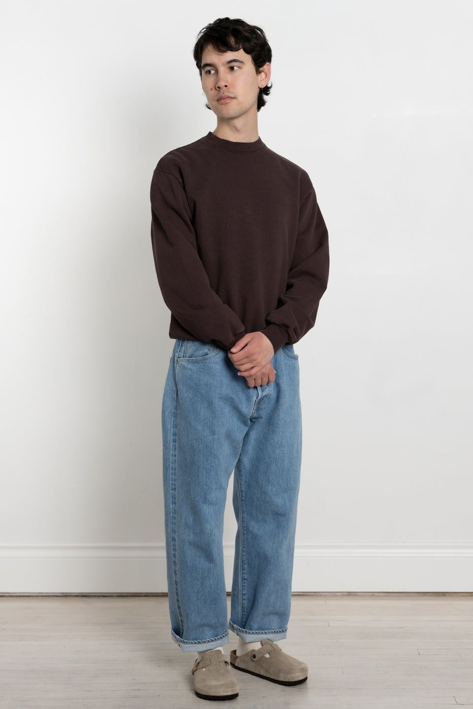 Garment Dyed US Cotton Heavy Fleece Crewneck Sweatshirt Men's Made in USA Calculus Online