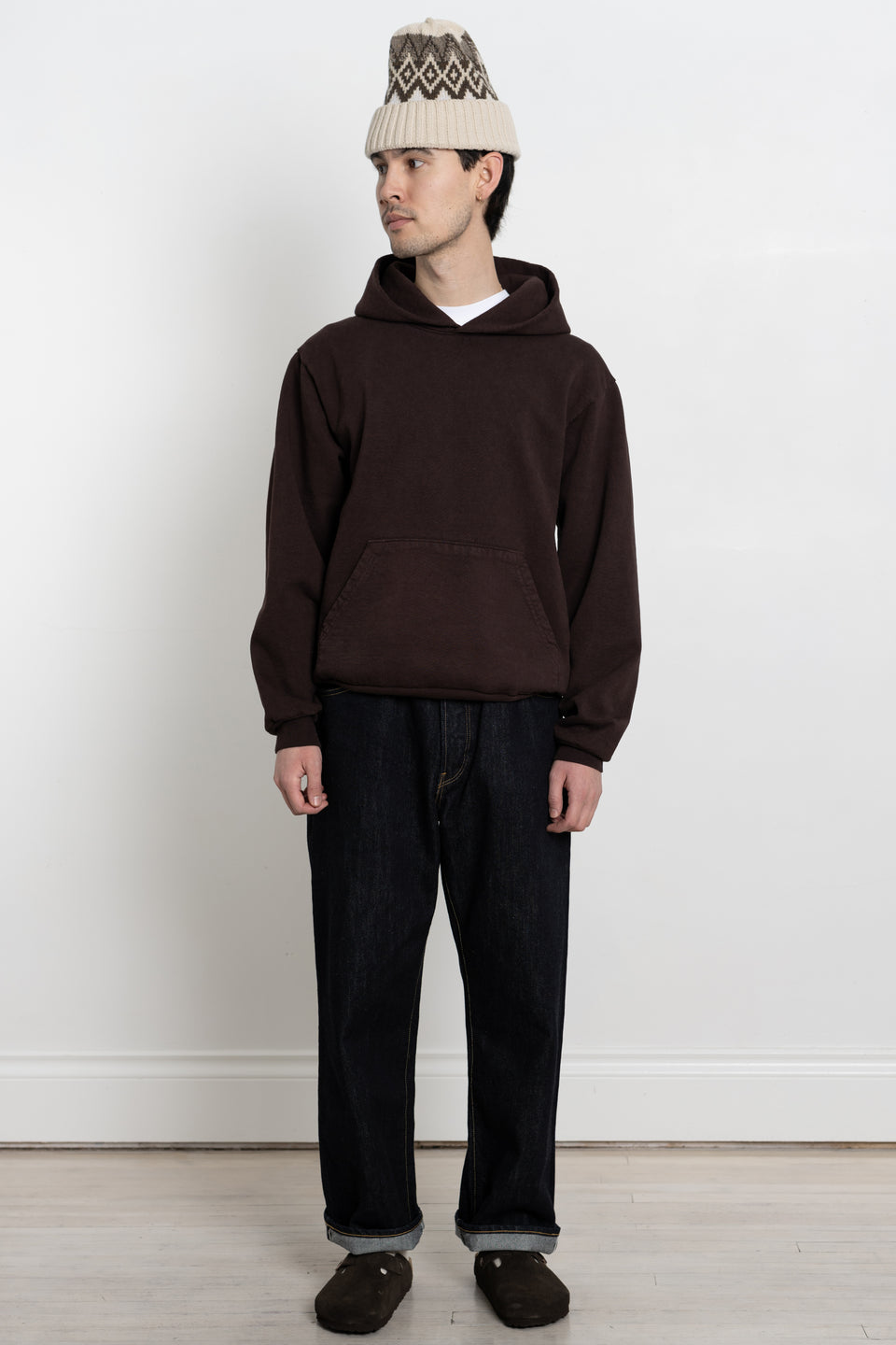 Garment Dyed Heavy Fleece Hooded Sweatshirt Chocolate Brown / Calculus  Victoria