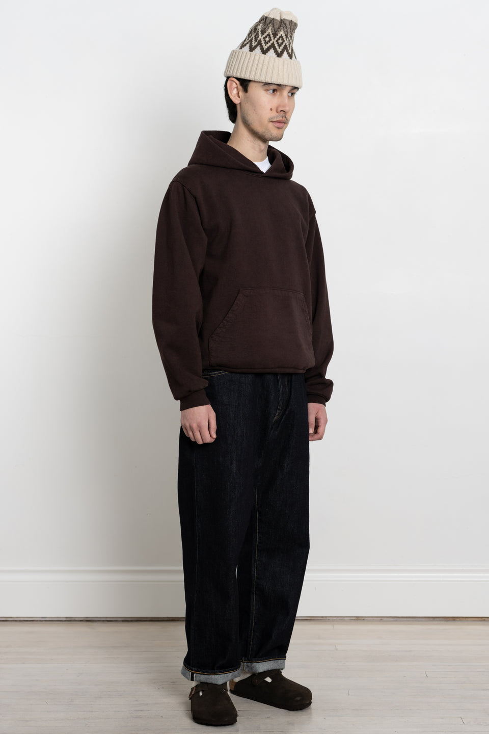 Garment Dyed Heavy Fleece Hooded Sweatshirt Chocolate Brown / Calculus  Victoria