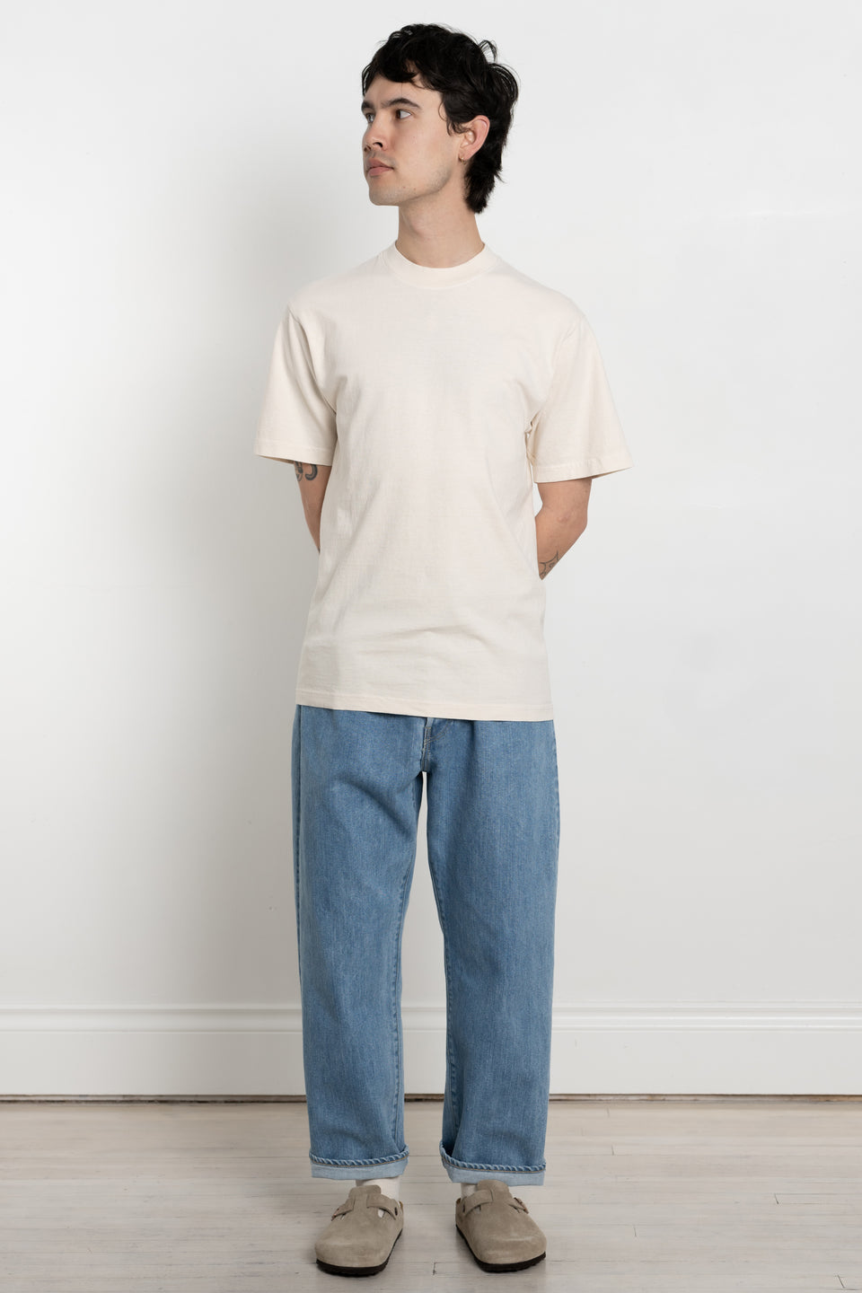 Garment Dyed US Cotton Tee Écru Men's Made in USA Calculus Online