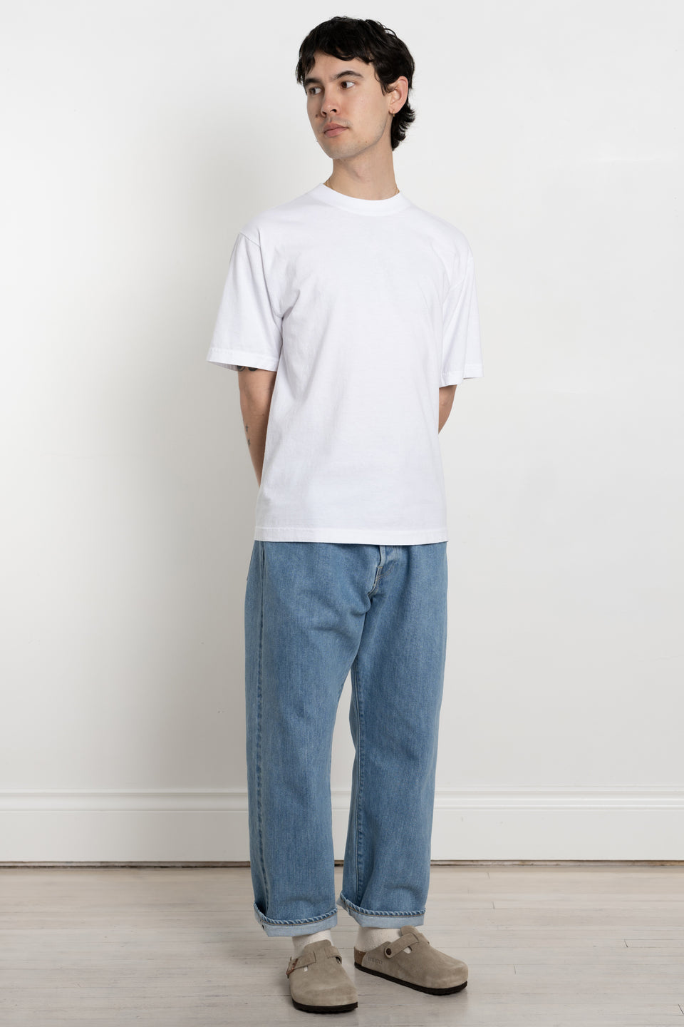 Garment Dyed US Cotton Tee White Men's Made in USA Calculus Online
