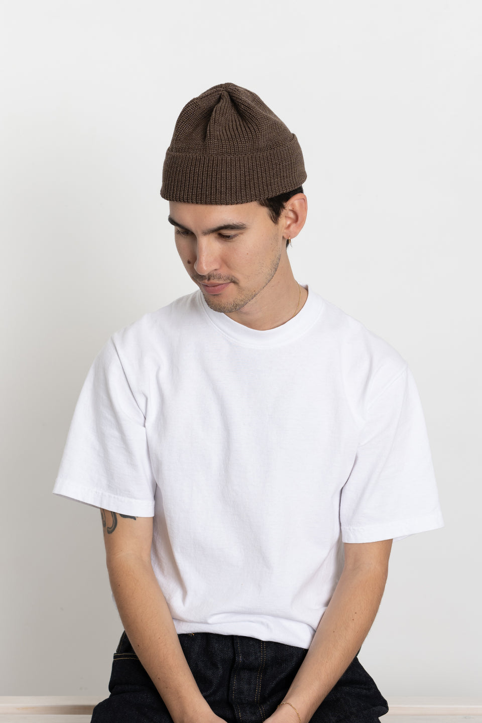 Found Feather Made in Japan Men's Collection FW23 Knit Watch Cap Italian Merino Wool Brown Calculus Victoria BC Canada