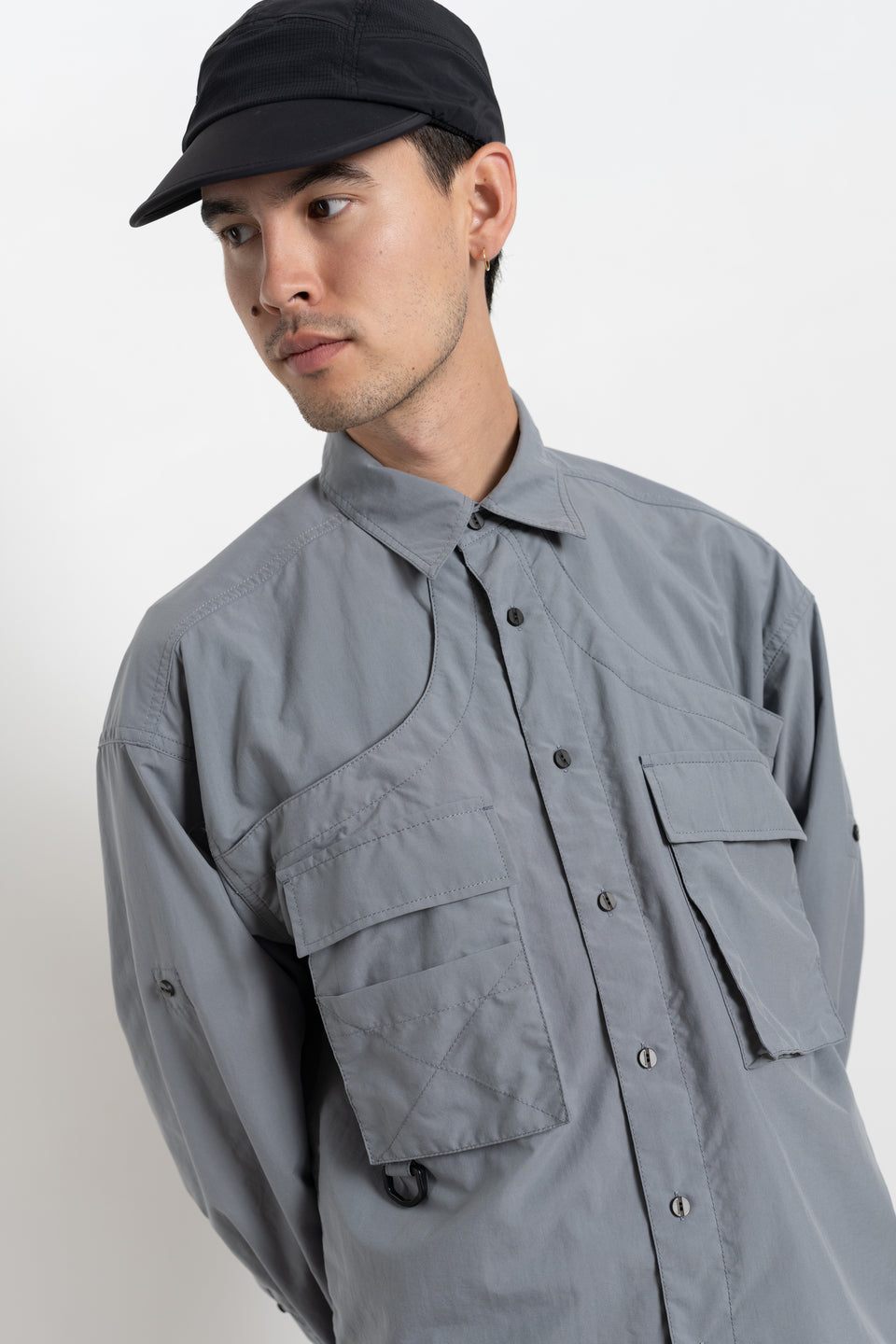 meanswhile Japan AW23 FW23 Men's Collection Luggage LS Shirt Light Grey Calculus Victoria BC Canada