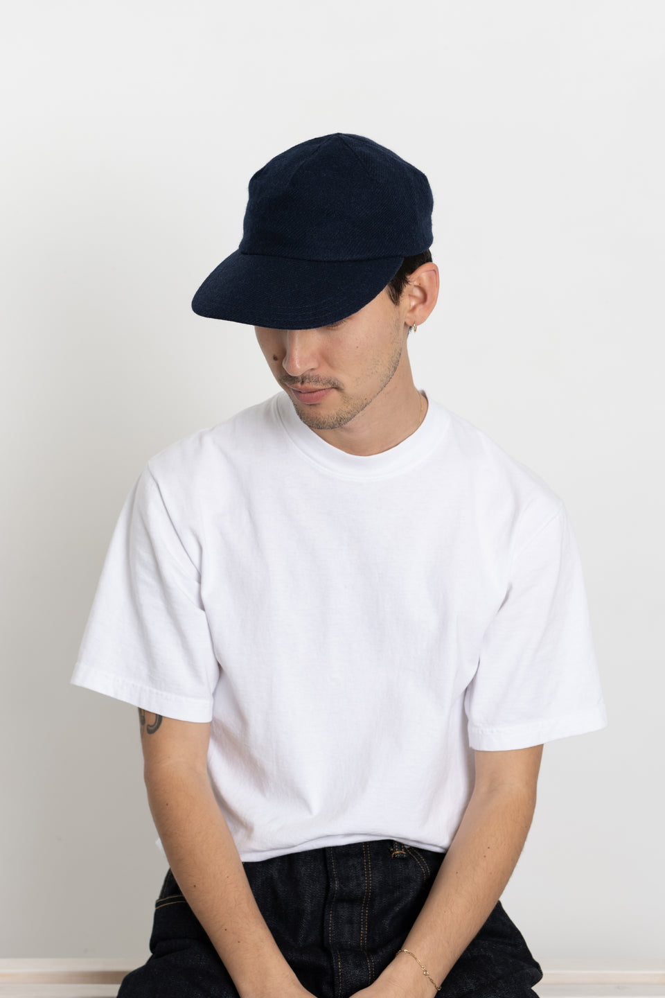 Found Feather Made in Japan Men's Collection FW23 1 Panel Cap Mélange Wool Navy Calculus Victoria BC Canada