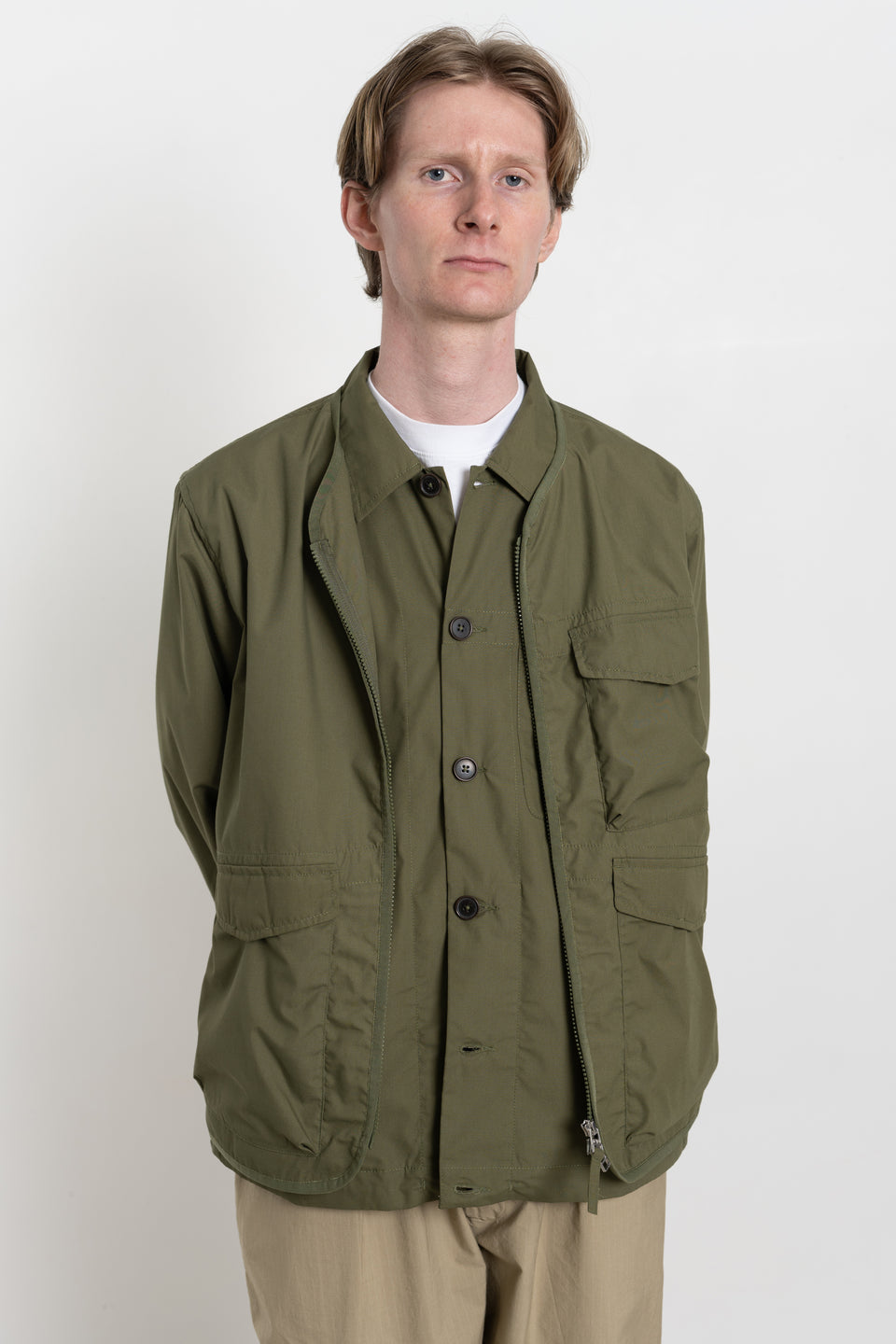 Universal Works SS24 Men's Collection Parachute Liner Jacket Recycled Poly Tech Olive Calculus Victoria BC Canada