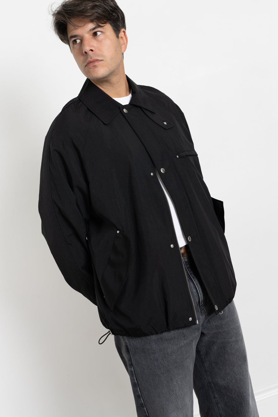 mfpen AW23 or FW23 Men's Collection Prestige Jacket Recycled Black Ripstop Recycled Nylon Calculus Victoria BC Canada