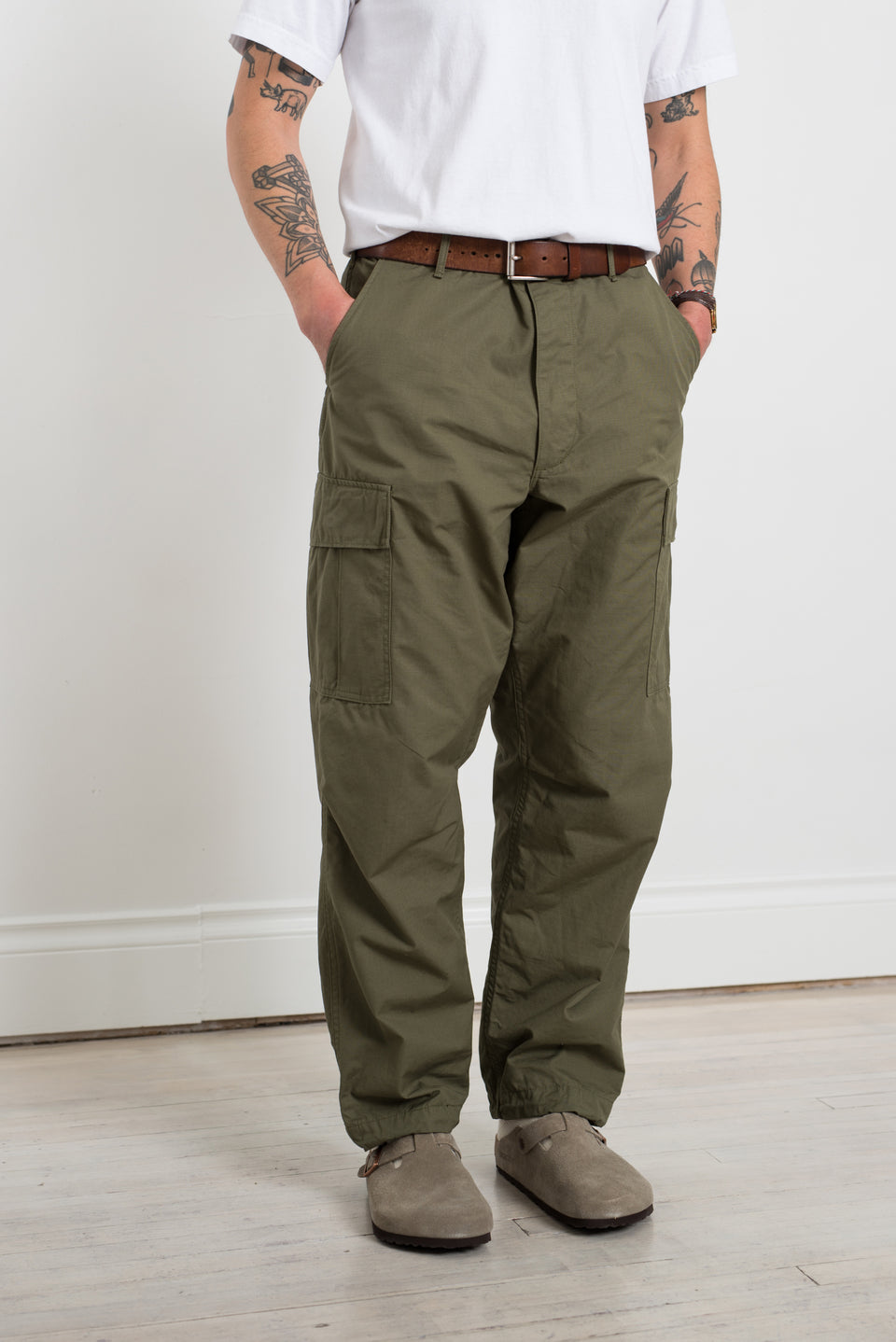 Vintage Fit 6 Pocket Cargo Pants Army Green / Calculus Victoria