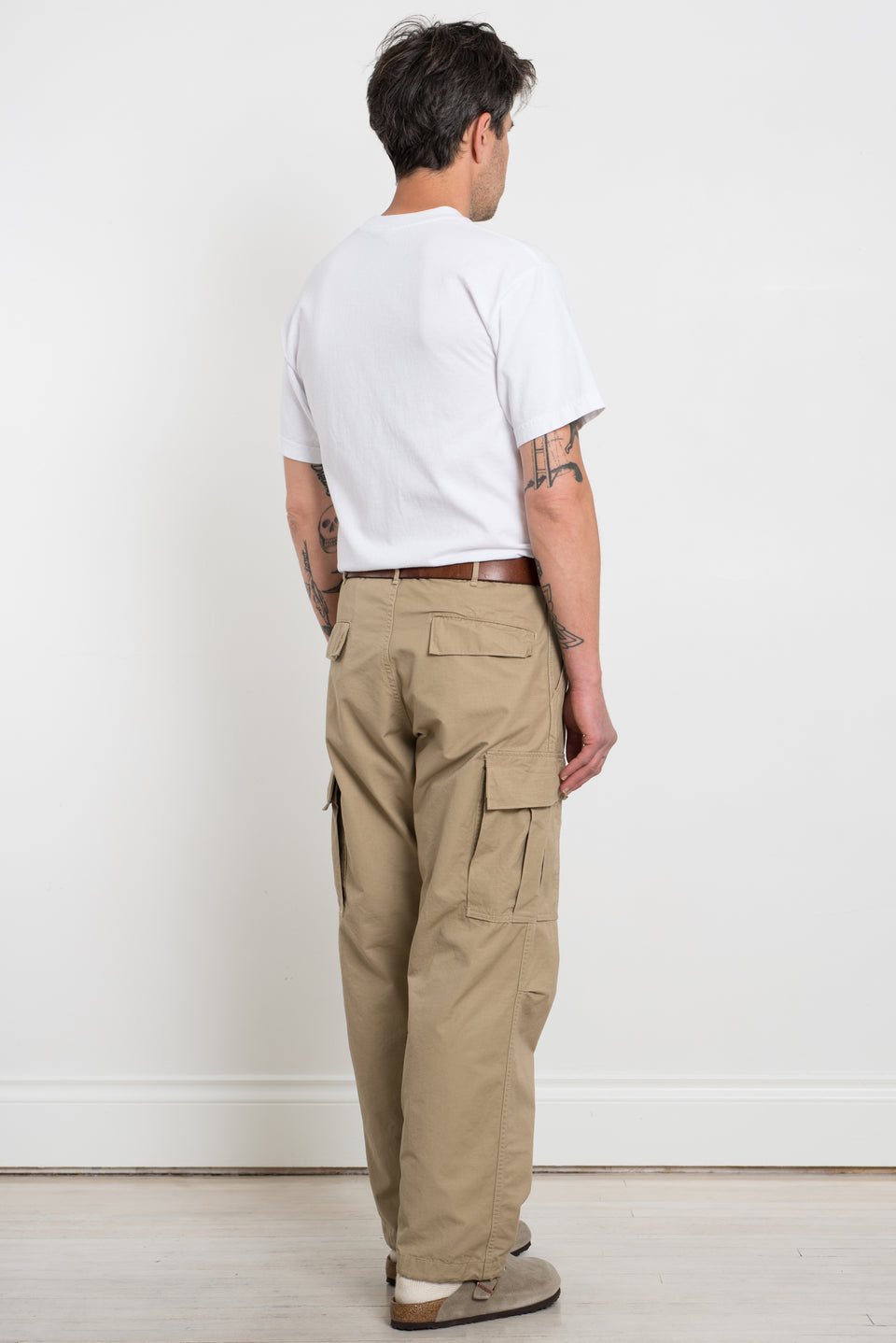 WRYIPSF Retro Pocket Letter Print Straight Cargo Pants Men and
