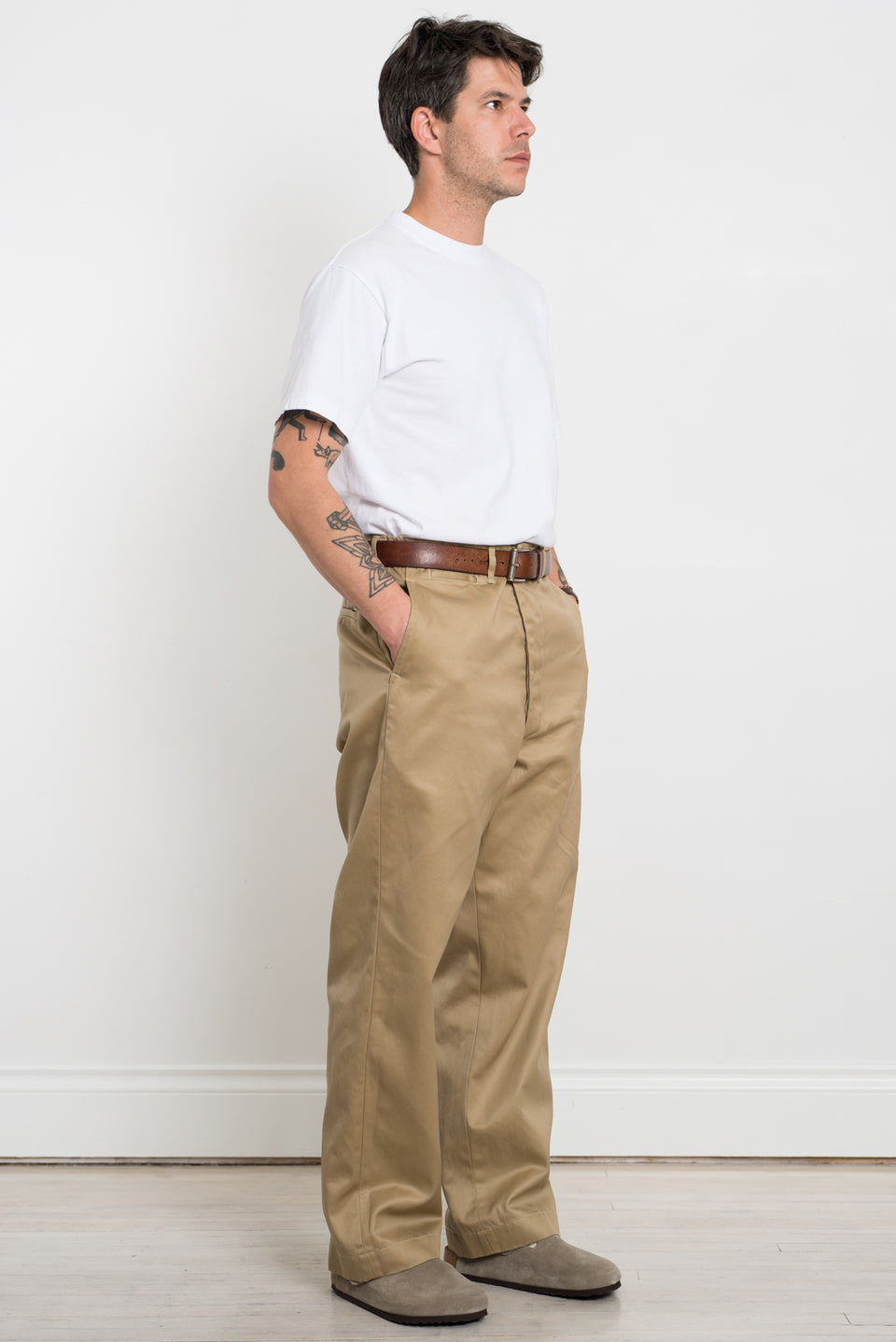 Vintage Fit Army Trousers Khaki