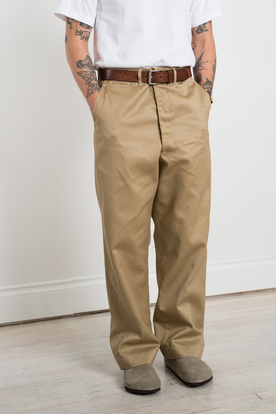 Vintage Fit Army Trousers Khaki