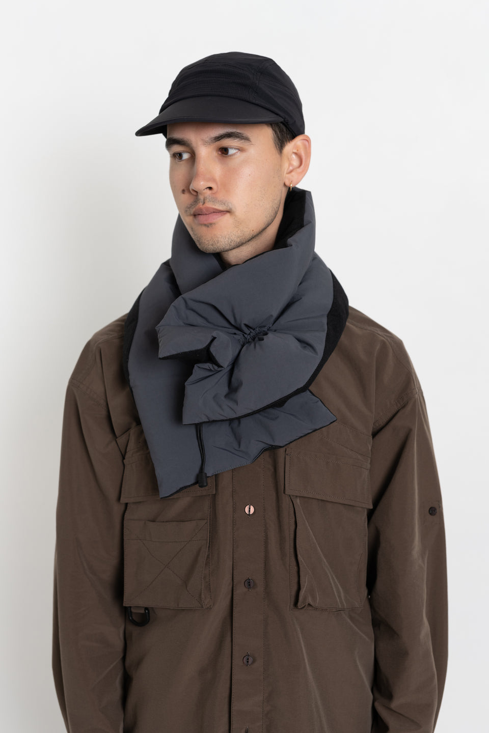 meanswhile Japan AW23 FW23 Men's Collection Wrap Down Muffler Charcoal Scarf Calculus Victoria BC Canada