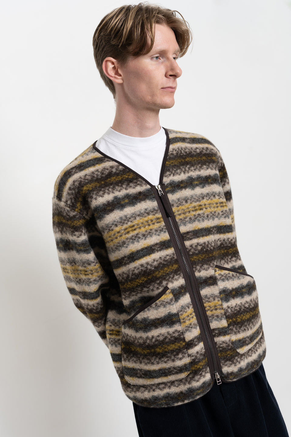 Zip Waistcoat Wool Fleece Indigo / Calculus Victoria