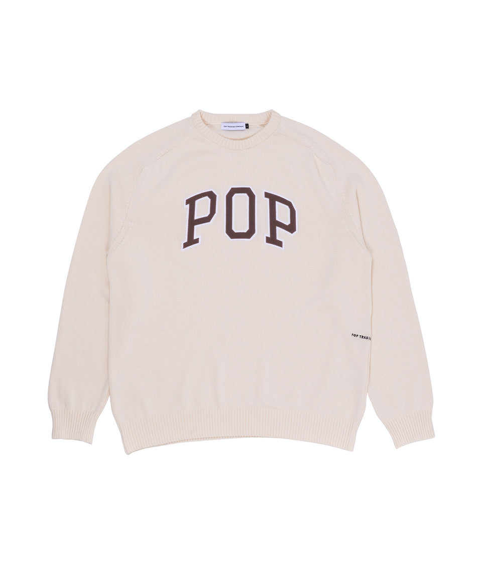 Pop Trading Company AW22 FW22 Arch Knitted Crewneck Off-White Calculus Victoria BC Canada