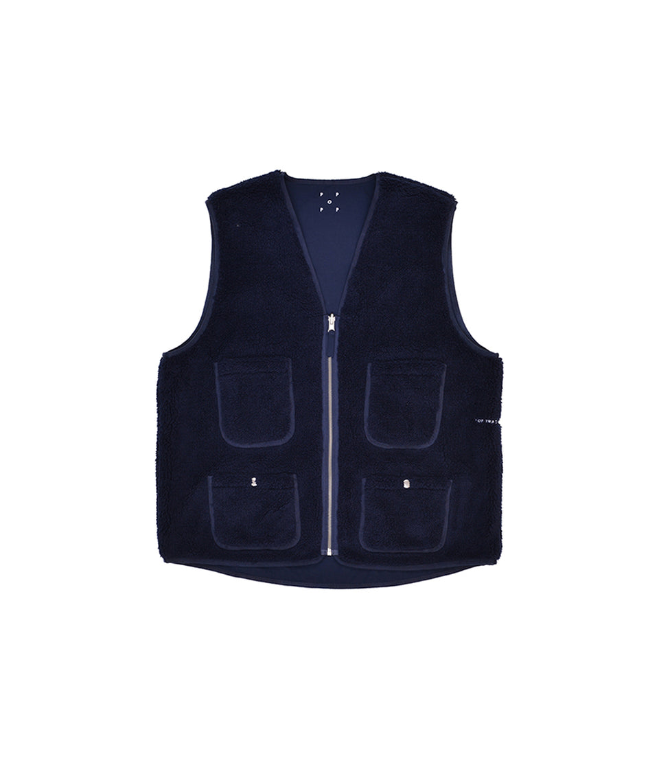 Pop Trading Company AW21 FW21 Amsterdam Harold Reversible Vest Navy Calculus Victoria BC Canada