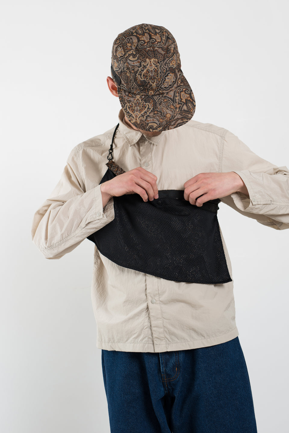 Found Feather SS22 Japan 4 Panel Packable Awning Cap Brown Paisley Calculus Victoria BC Canada