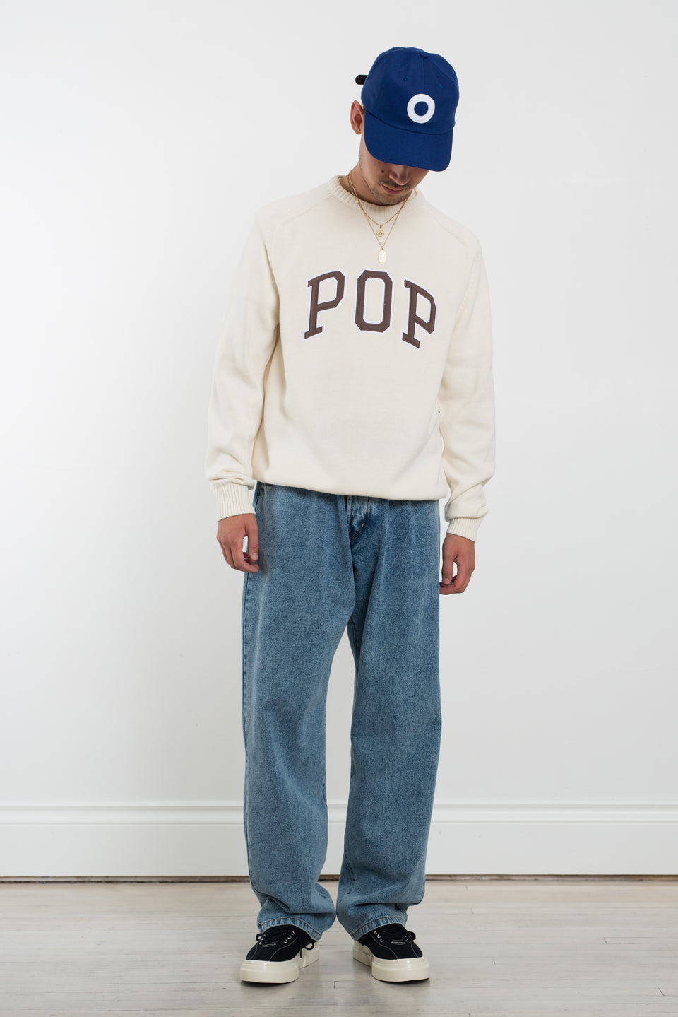 Pop Trading Company AW22 FW22 Arch Knitted Crewneck Off-White Calculus Victoria BC Canada