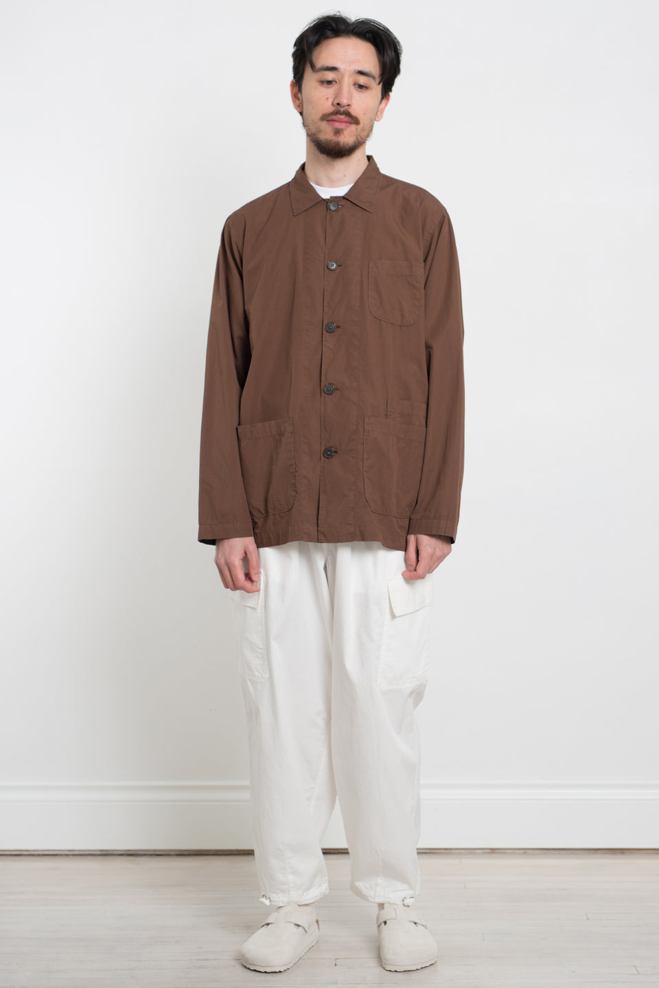 Universal Works SS23 Bakers Overshirt Organic Fine Poplin Brown Calculus Victoria BC Canada