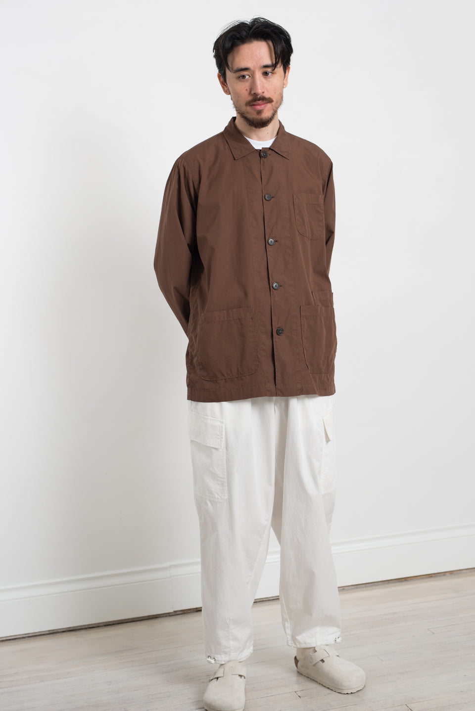 Universal Works SS23 Bakers Overshirt Organic Fine Poplin Brown Calculus Victoria BC Canada