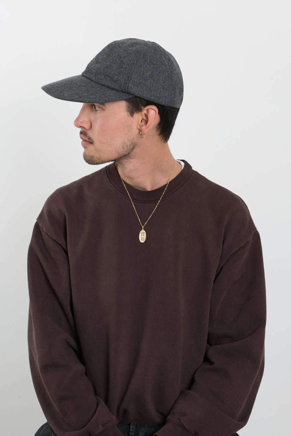 Found Feather Japan FW22 Classic 6 Panel Cap Mélange Wool Charcoal Calculus Victoria BC Canada