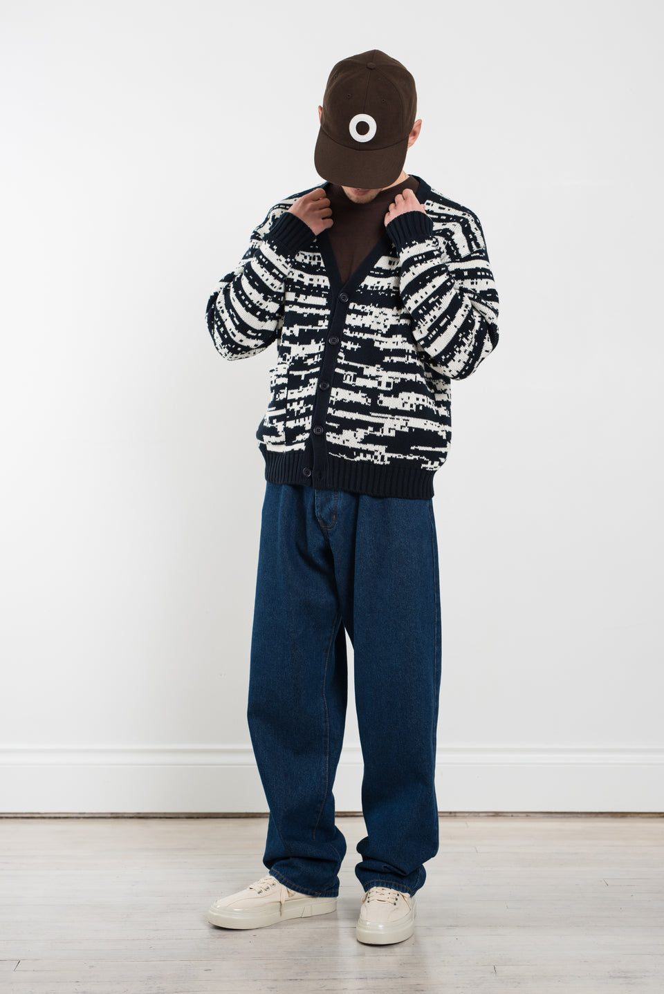 Pop Trading Company SS22 Gilles de Brock Knitted Cardigan Navy / Off-White Calculus Victoria BC Canada