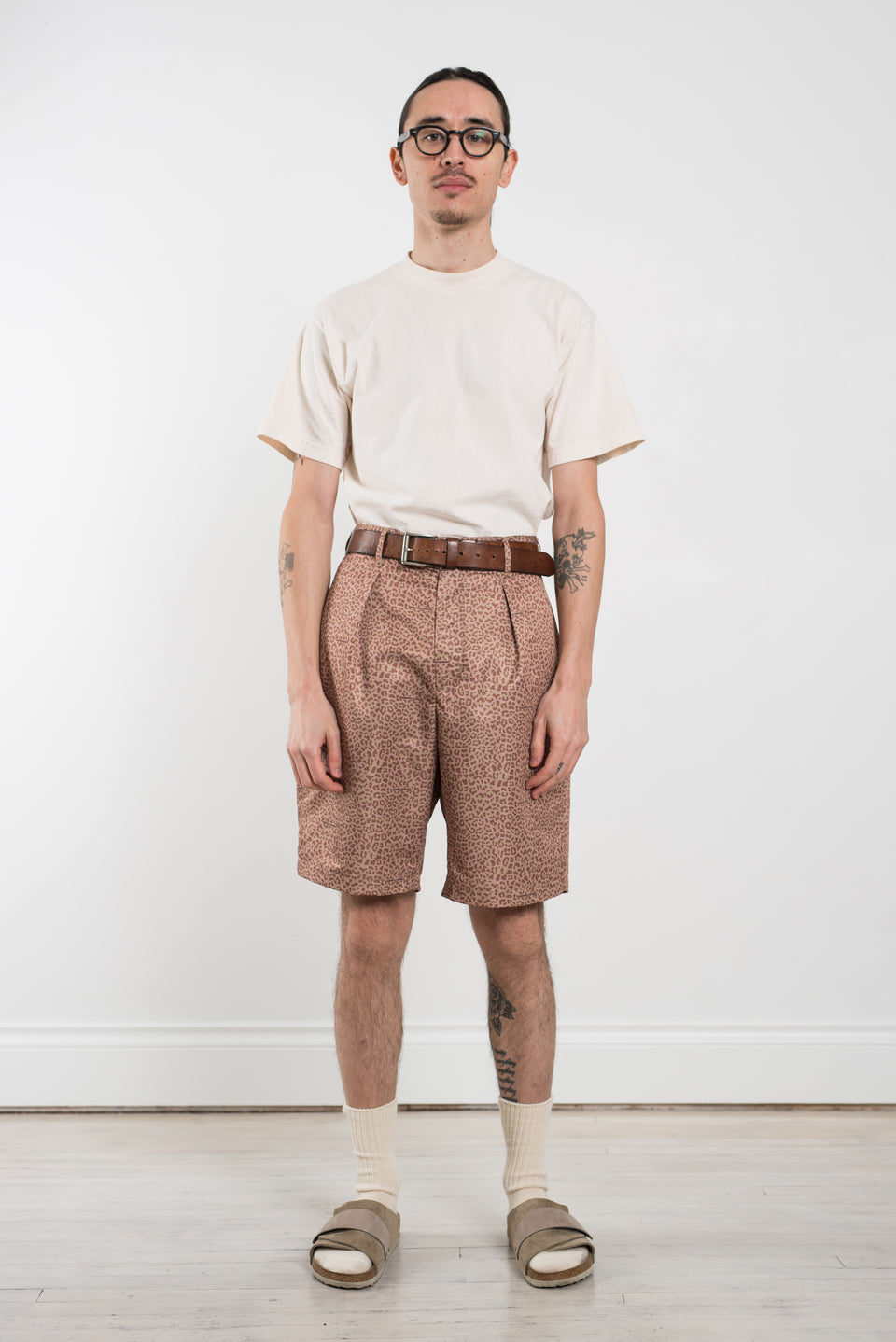 Engineered Garments SS22 Nepenthes New York Sunset Short Brown Poly Fiber Leopard Print Calculus Victoria BC Canada