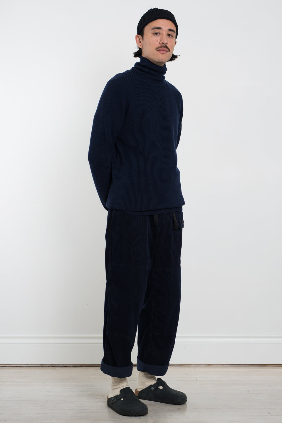 Engineered Garments FW22 Nepenthes NY Turtle Neck Fisherman Sweater Navy Wool Calculus Victoria BC Canada